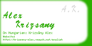 alex krizsany business card