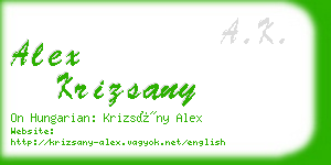 alex krizsany business card